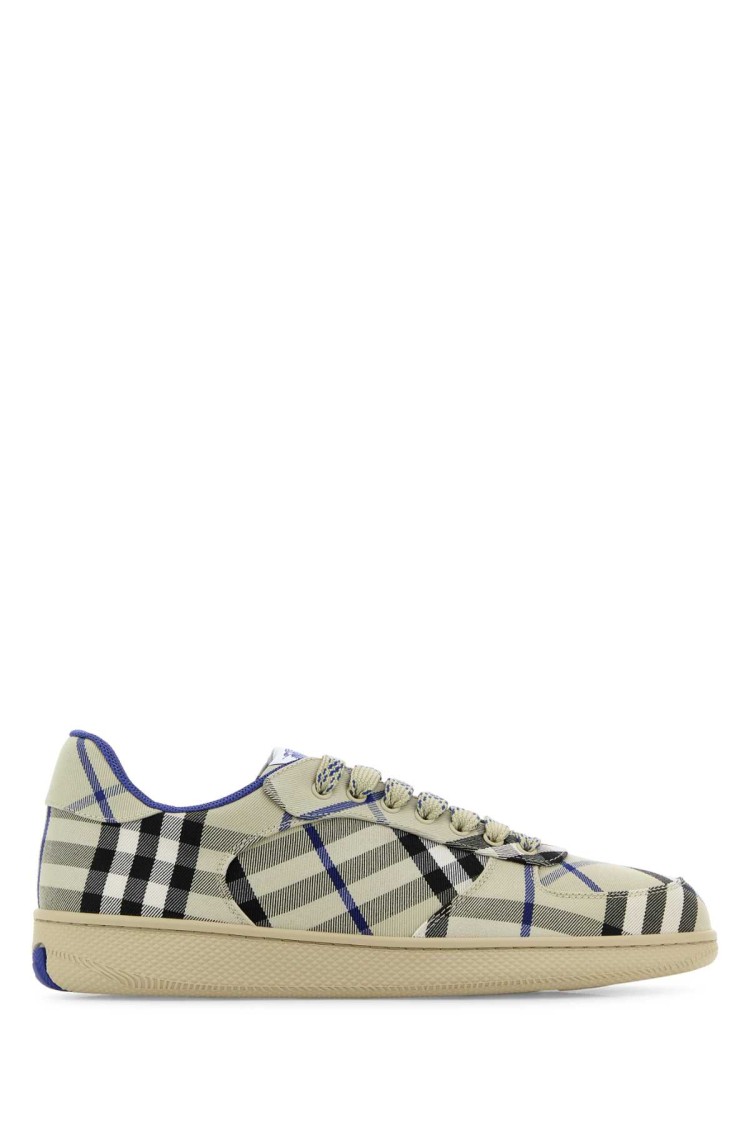 Burberry Embroidered Fabric Box Sneakers In Neutral