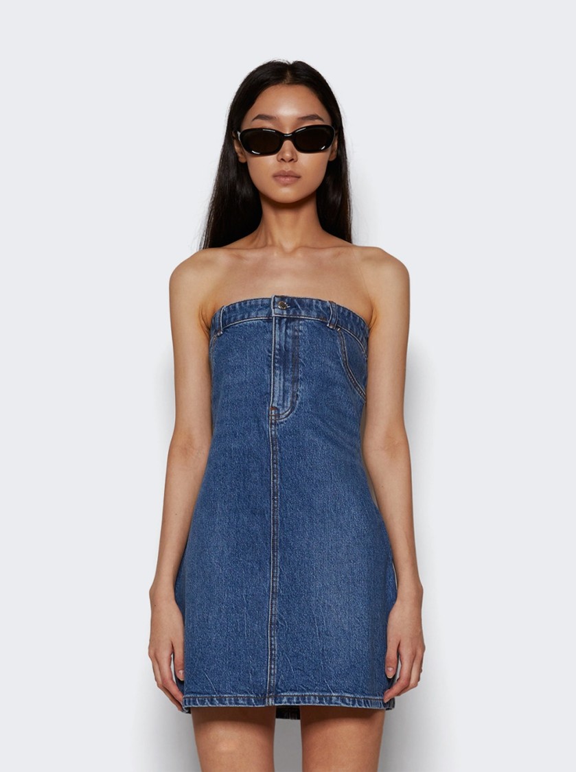 Alexander Wang Stretch Denim Tube Dress Deep Blue In Blue