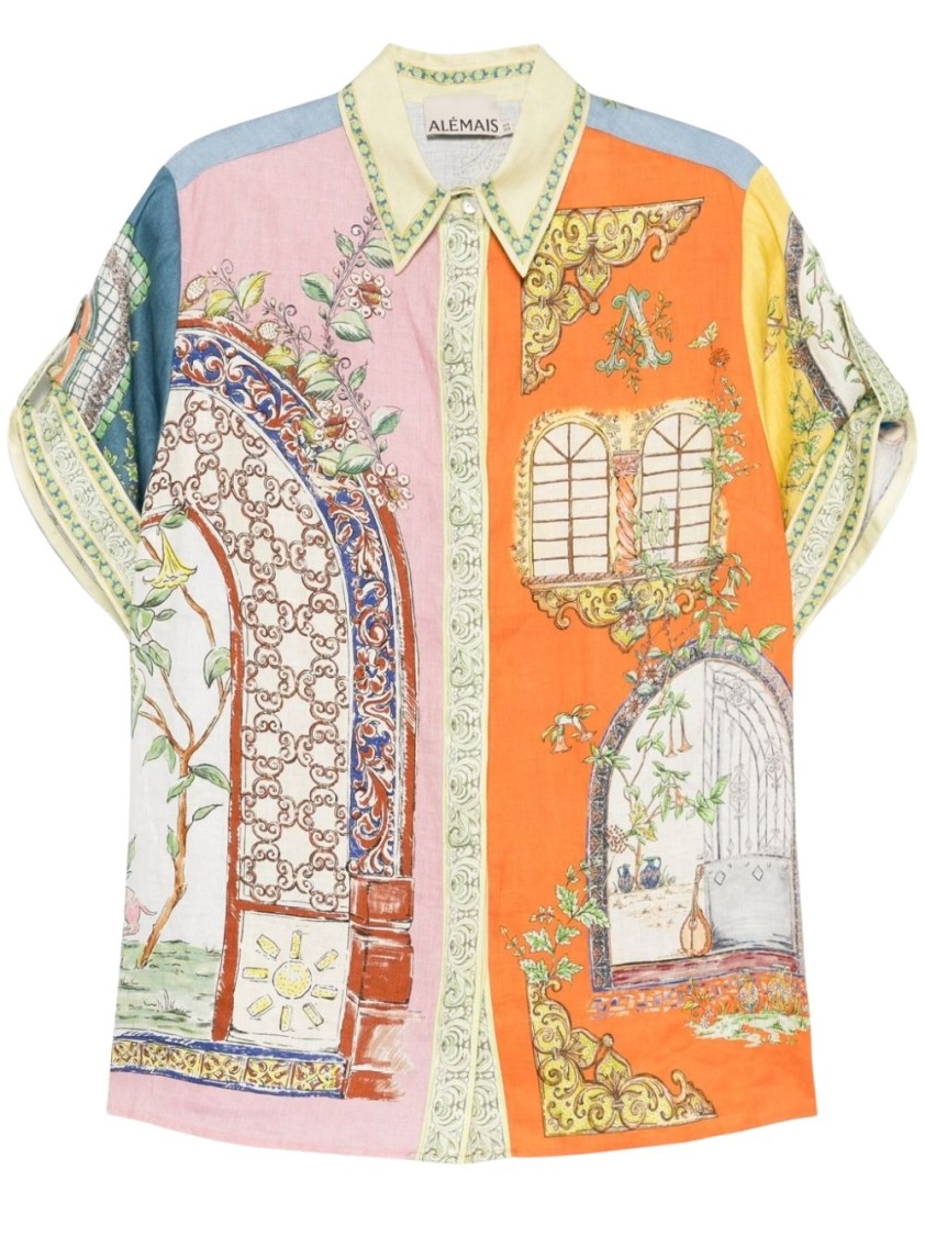 Alemais Multicoloured Colour-block Linen Shirt In Multicolor