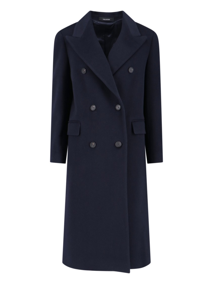 Tagliatore Structured Double-breasted Jacket With Flap Pockets In Black