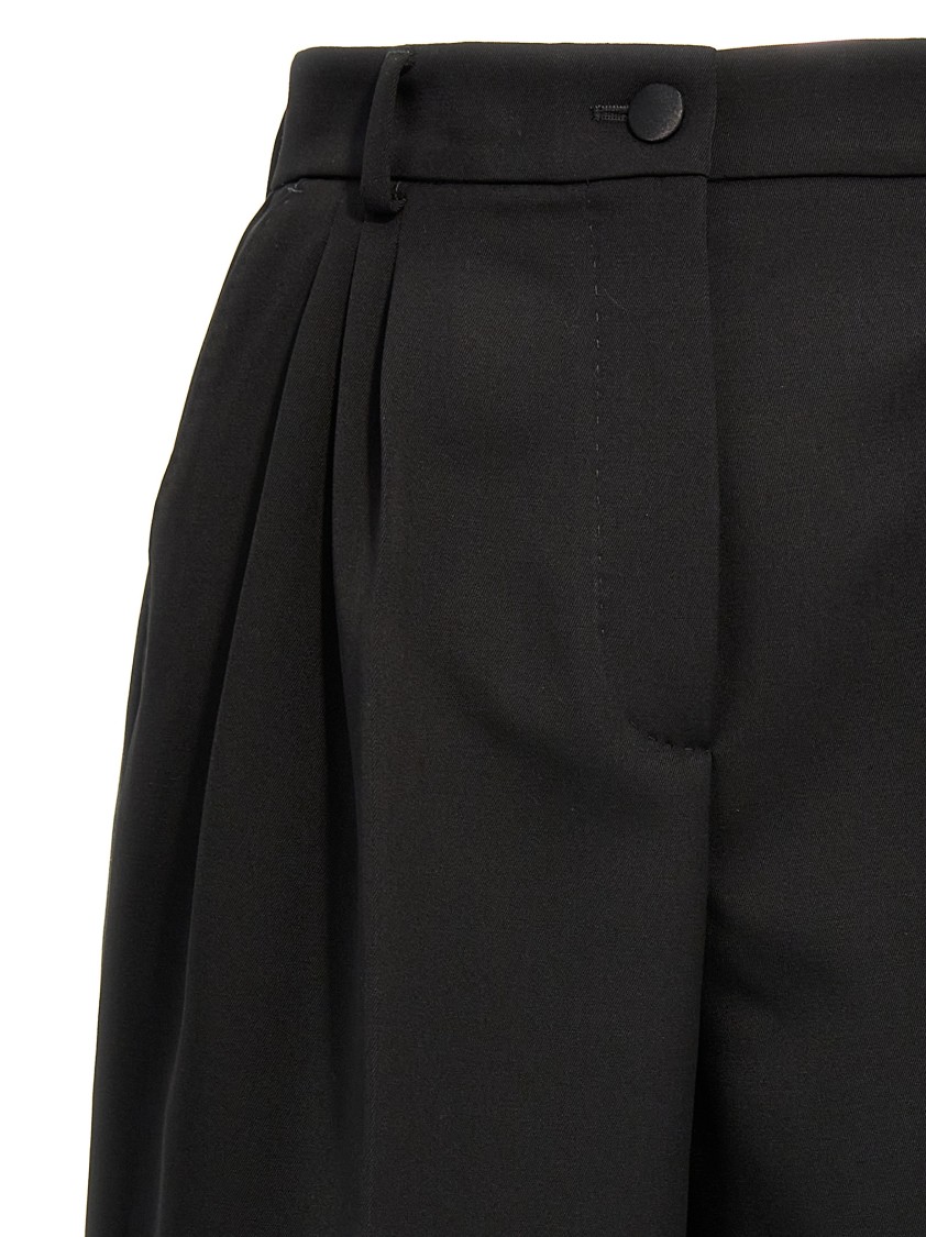 Dolce & Gabbana Tuxedo Knee-length Bermuda Shorts With Side Stripes In Black