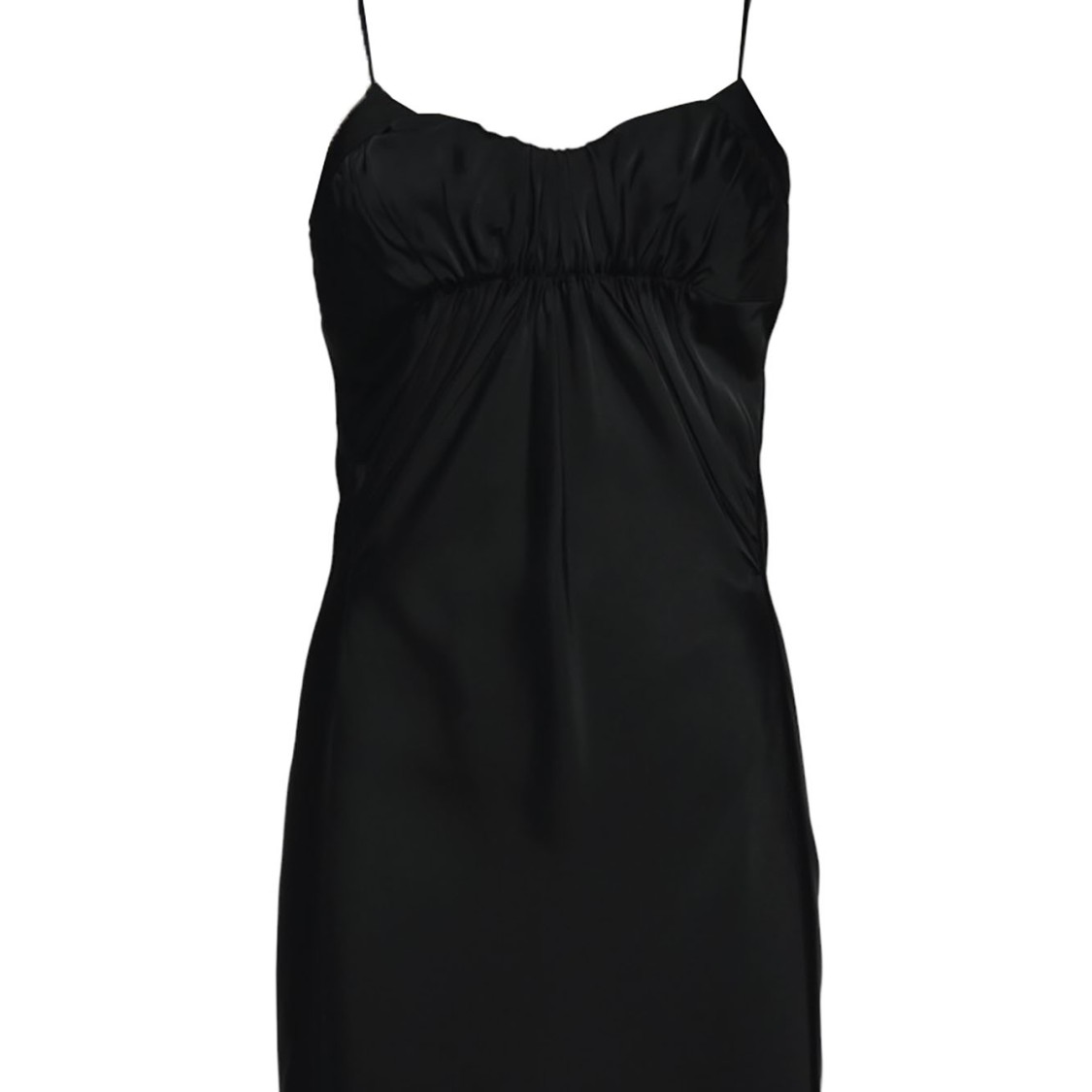 Jil Sander Black Viscose Satin Midi Slip Dress In Black