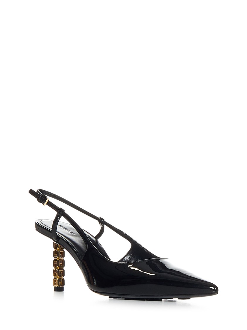 Givenchy Black Patent Slingback Pumps In Black