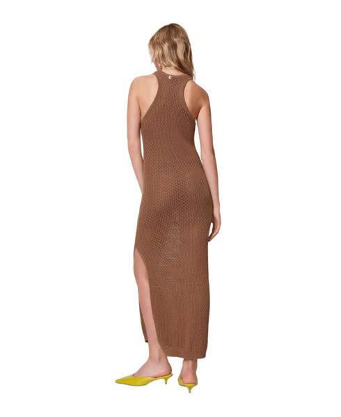 Shop Twinset Actitude Textured Knit Maxi Dress With Halter Neckline