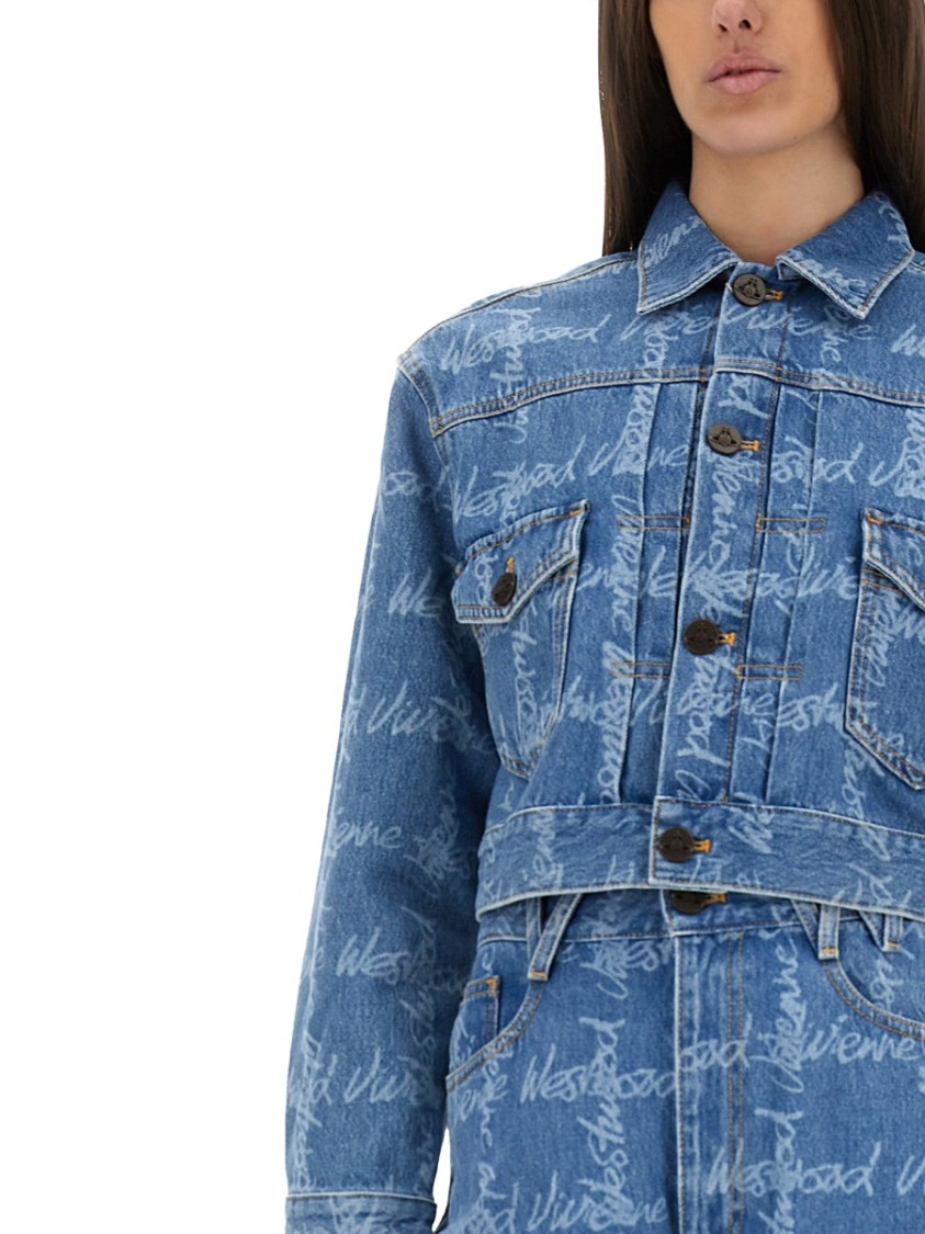 Vivienne Westwood Cropped Indigo Blue Jacket With Flap Pockets In Blue