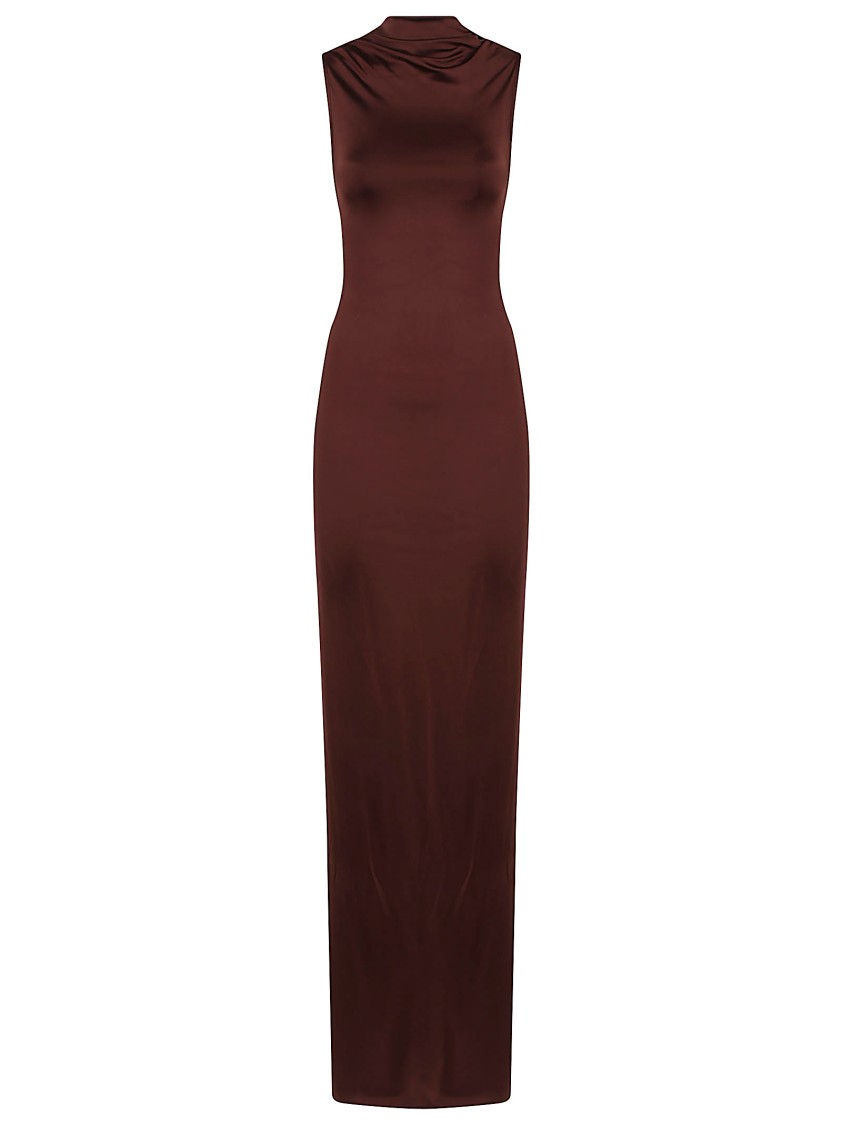 Victoria Beckham Womens Coco Twisted Sleeveless Stretch-woven Maxi Dress In Brown