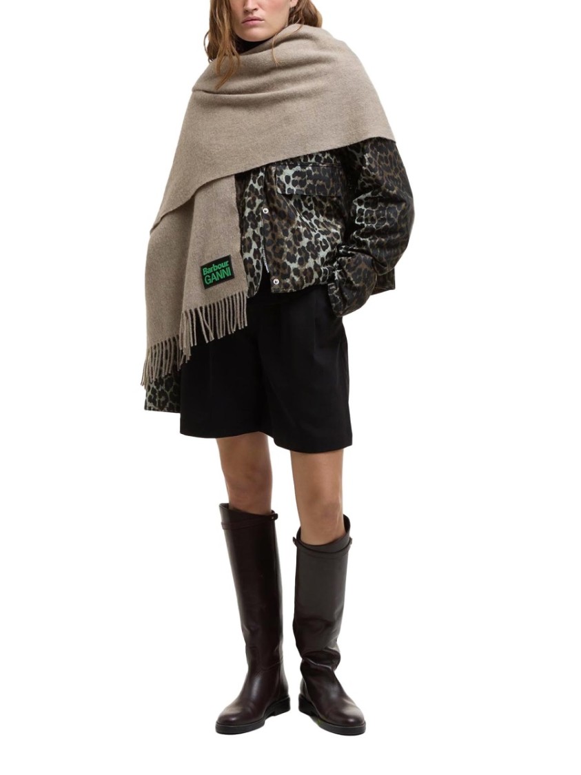 Barbour Wool Scarf X Ganni Fringed Edges