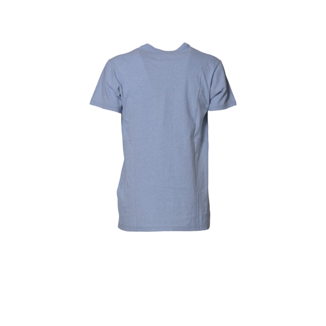 Maison Margiela Light Blue Cotton T-Shirt With Logo Print