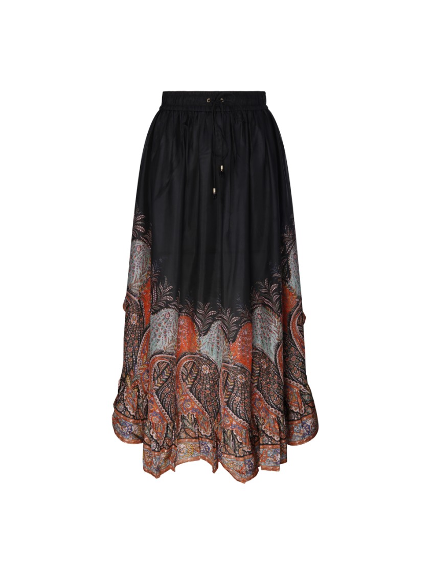 Zimmermann Rhiannon Ruffled Paisley-print Organic Silk Maxi Skirt