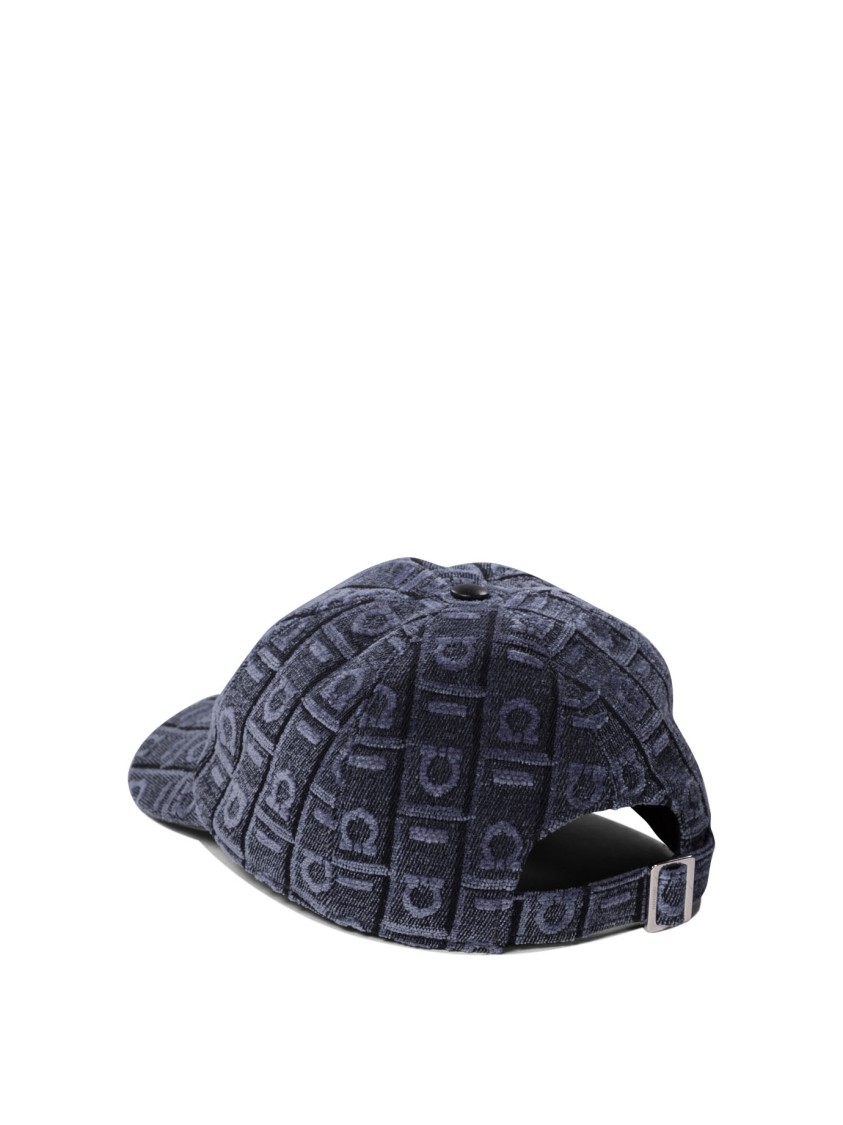 Ferragamo Structured Cap With Textured Geometric Pattern In Blue
