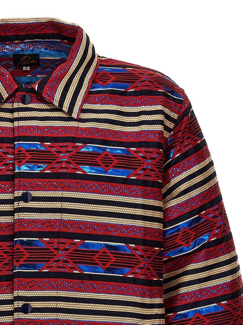 Needles Jacket Striped Pattern Side Pockets In Red