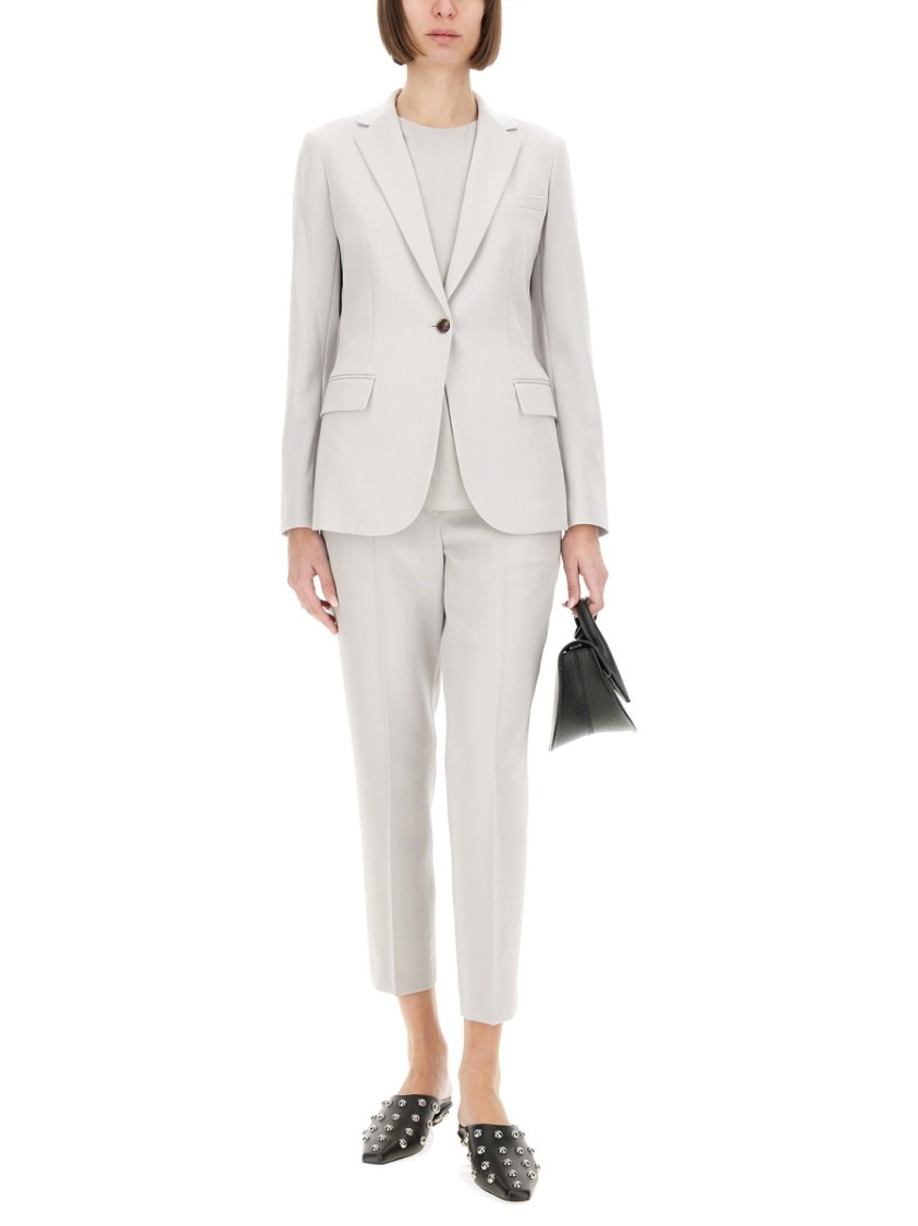 Theory Structured Blazer With Notched Lapels And Back Vent In Grey