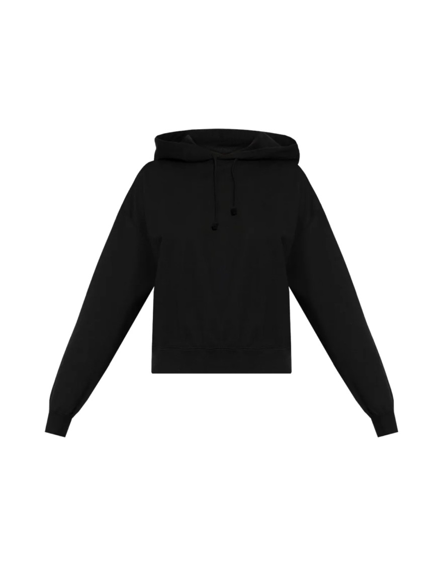 Y-3 Cropped Black Hoodie With Spacious Hood In Black
