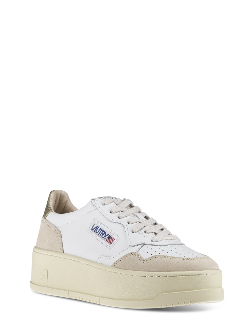 Autry Low-top Platform Sneakers With Leather And Suede Accents In Yellow