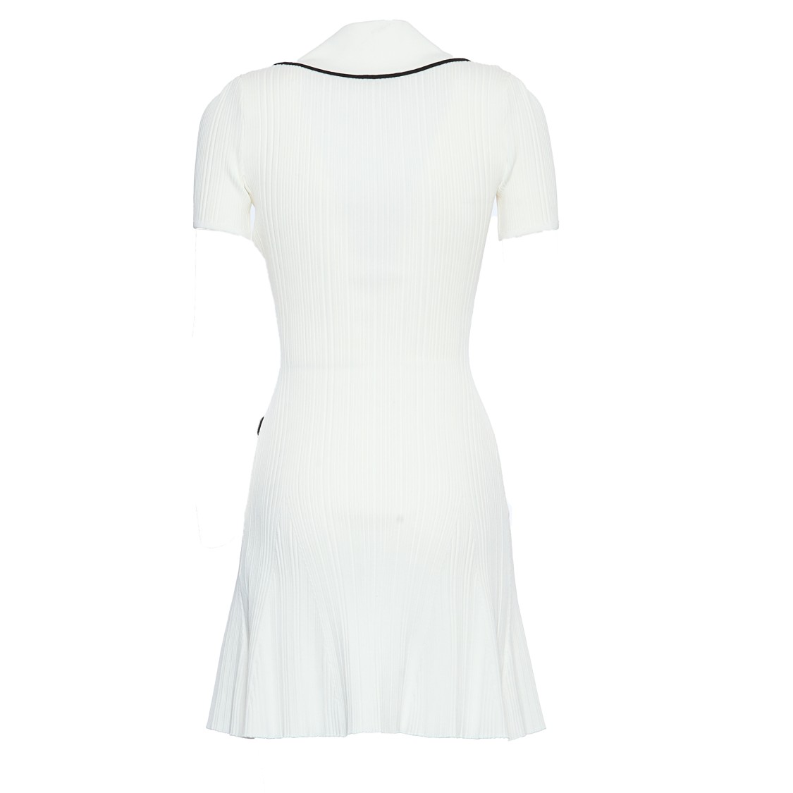 Shop Self-portrait Viscose Rib Knit Mini Dress In White