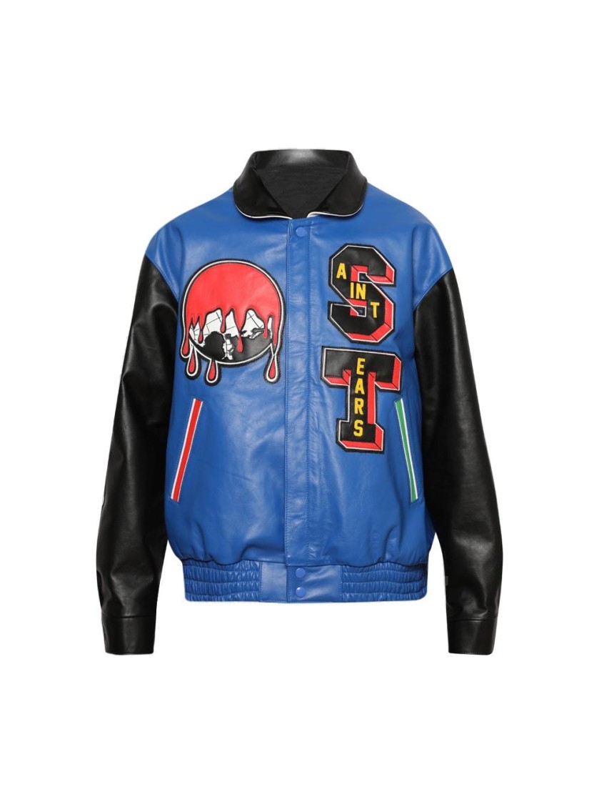 Saint Mxxxxxx X Denim Tears Leather Varsity Jacket