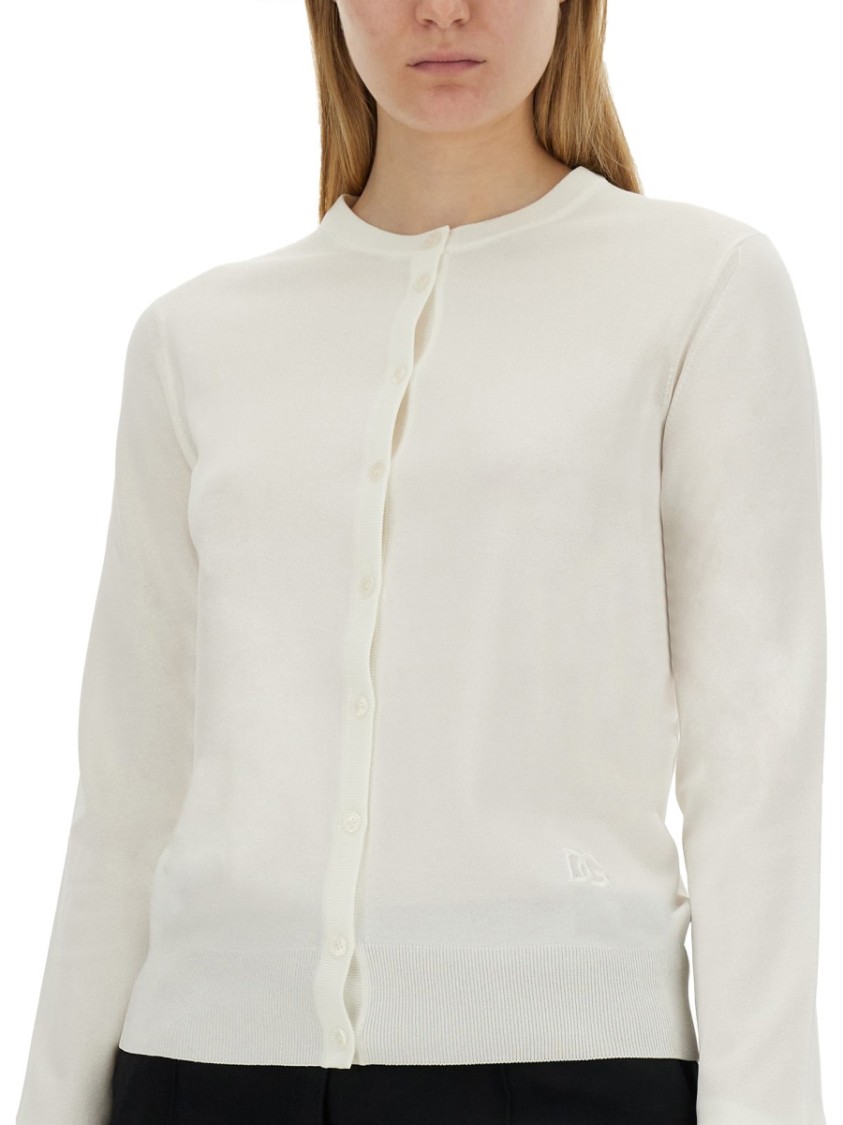 Dolce & Gabbana Cardigan With Lace Inlays In White