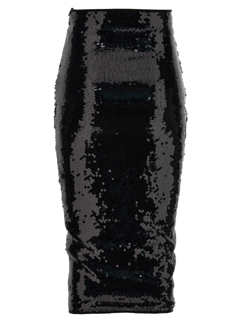 Alexandre Vauthier Black Mesh Midi Skirt In Black
