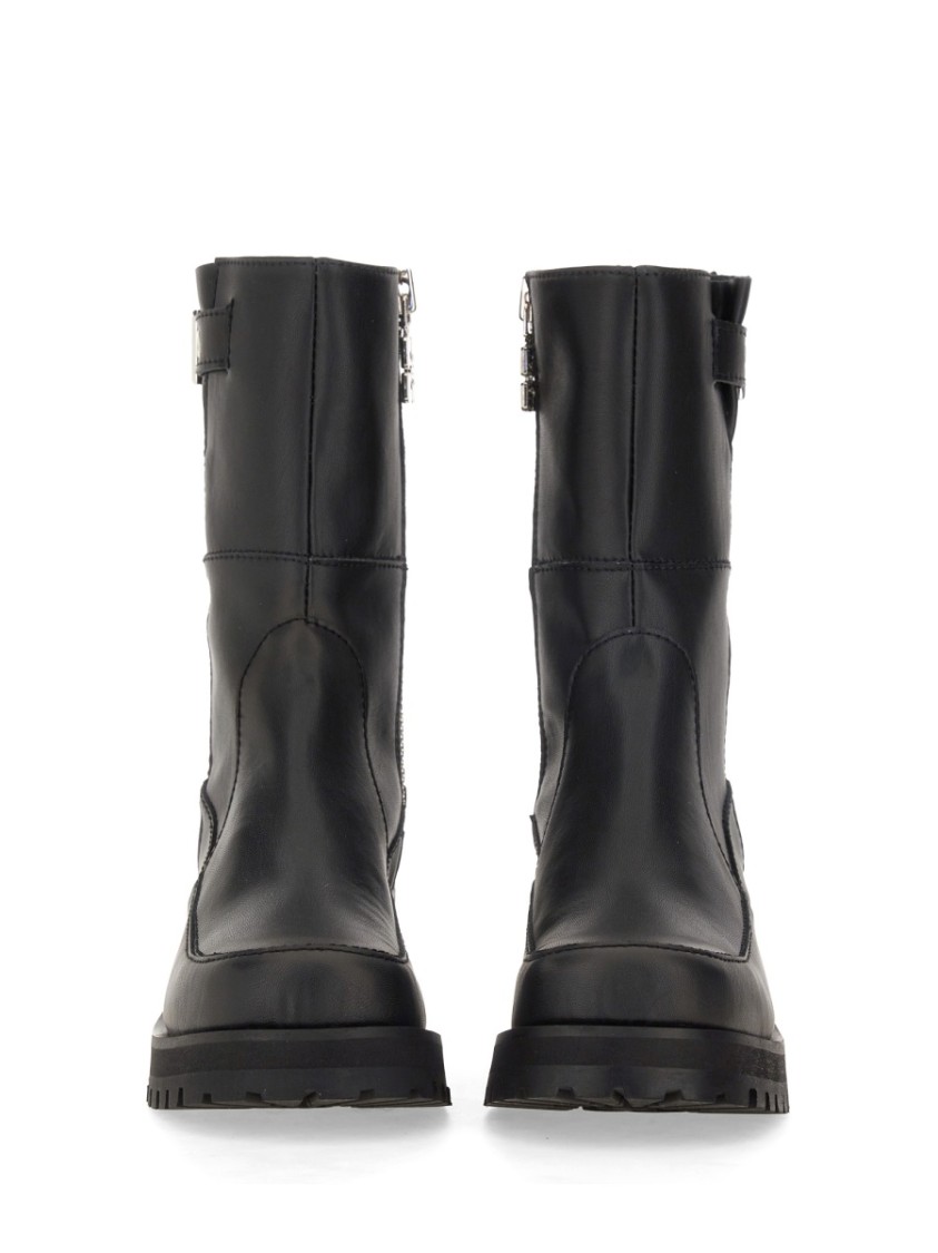 Ganni Feminine Buckle Platform Boot In Black