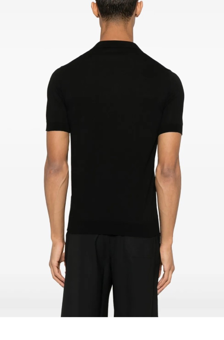 Shop Tagliatore Classic Black Polo Shirt With V-neck Design