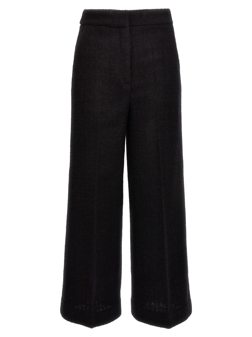 Moschino Wide-leg Textured Fabric Elastic Waistband Pants In Black