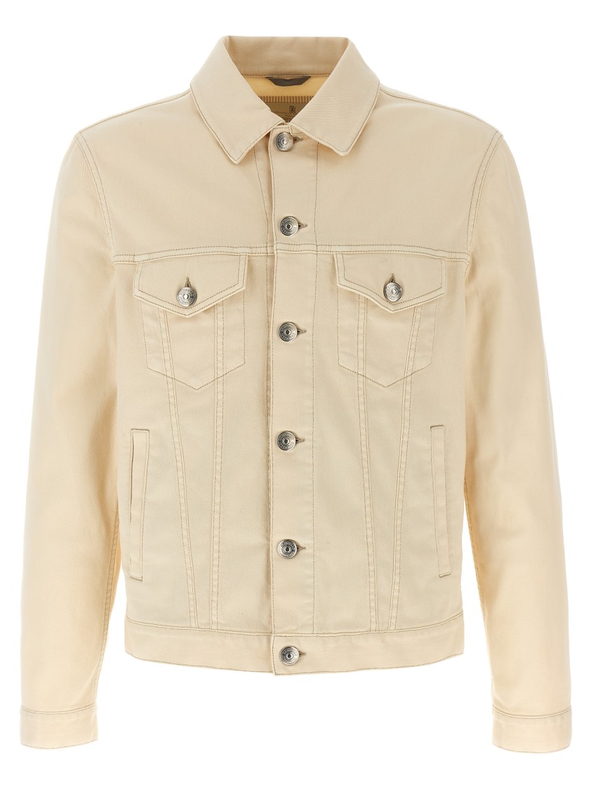 Brunello Cucinelli Denim Jacket Casual Jackets And Parka Beige In Neutral