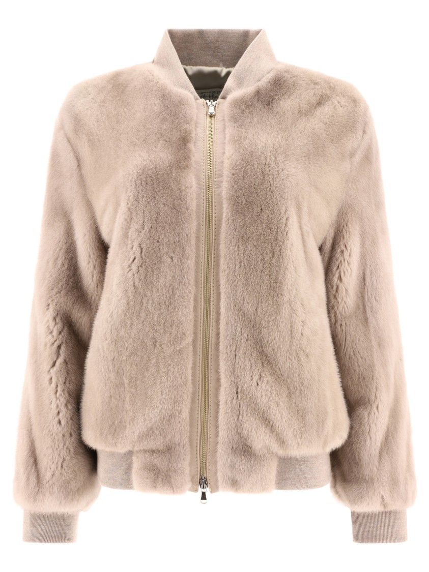 Giovi Mink Fur Bomber Jacket In Neutral