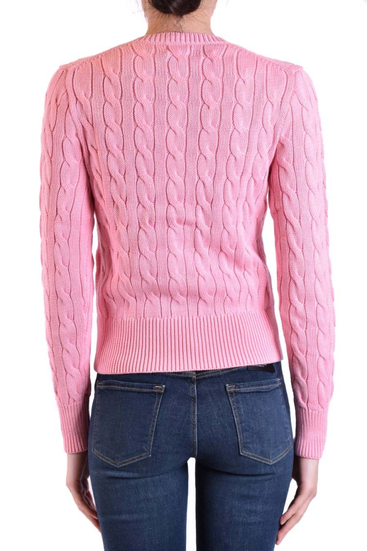 Polo Ralph Lauren Pink Polo Pony Round Neck Cardigan In Pink