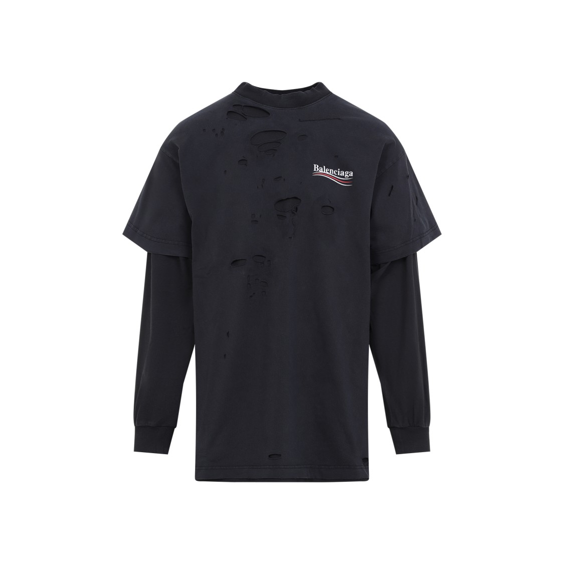Balenciaga Black Political Campaign Long Sleeve Layered T-shirt In Black