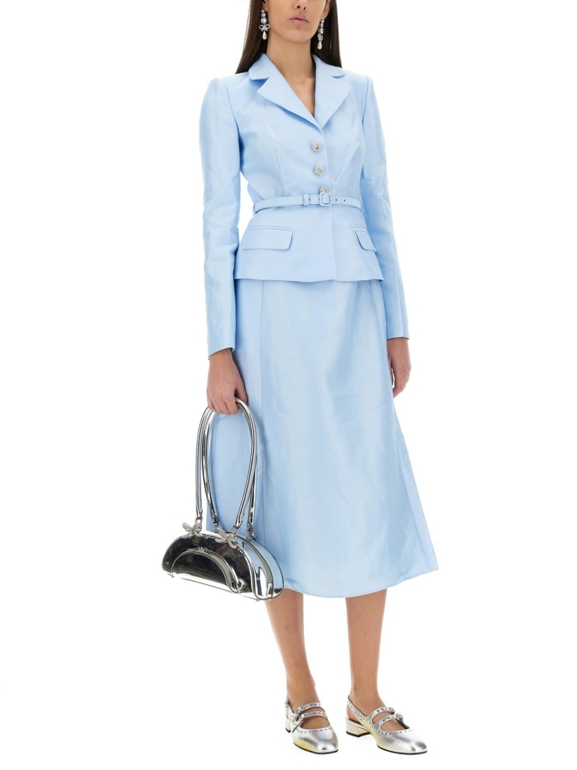 Self-portrait Midi Taffeta Dress In Blue