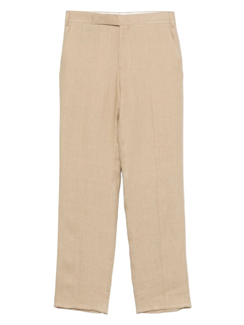 Lardini Beige Drop Trousers With Concealed Fastening And Tailored Finish In Neutral