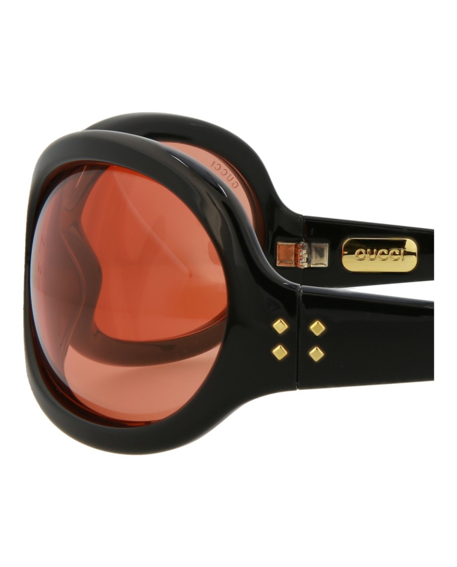 Gucci Novelty 77mm Oversize Shield Sunglasses In Black