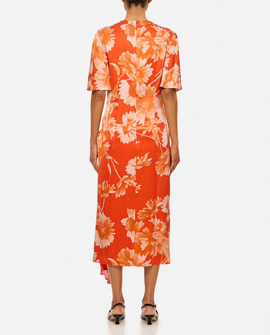 Shop Erdem Draped Midi Dress In Orange