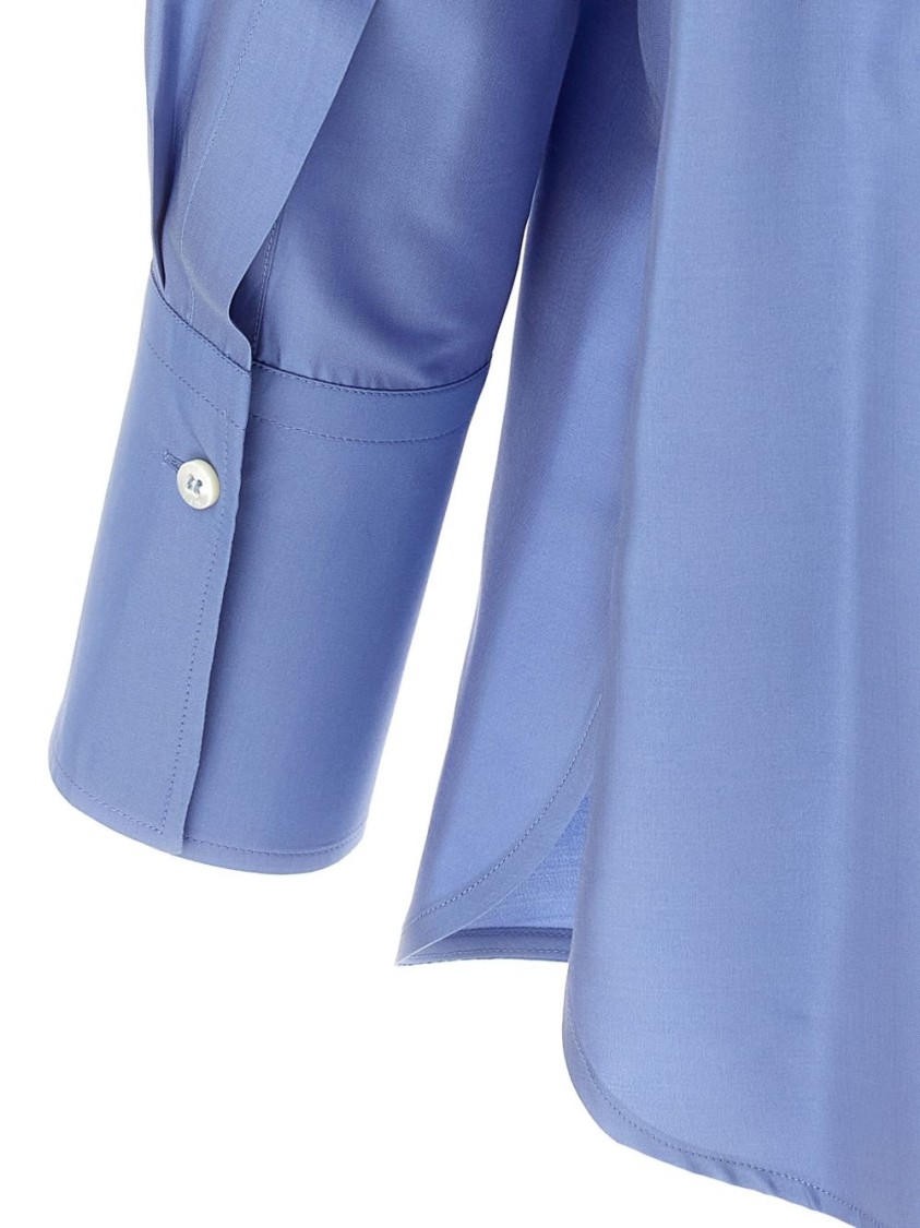 Alberto Biani Clear Blue Shirt With High Collar In Blue