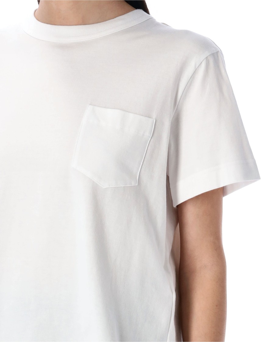 Shop Sacai Panelled T-shirt With Ribbed Neckline And Satin Ruffled Detailing