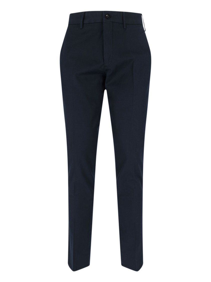 Incotex High-waisted Straight-leg Chino Pants In Dark Blue Cotton In Blue