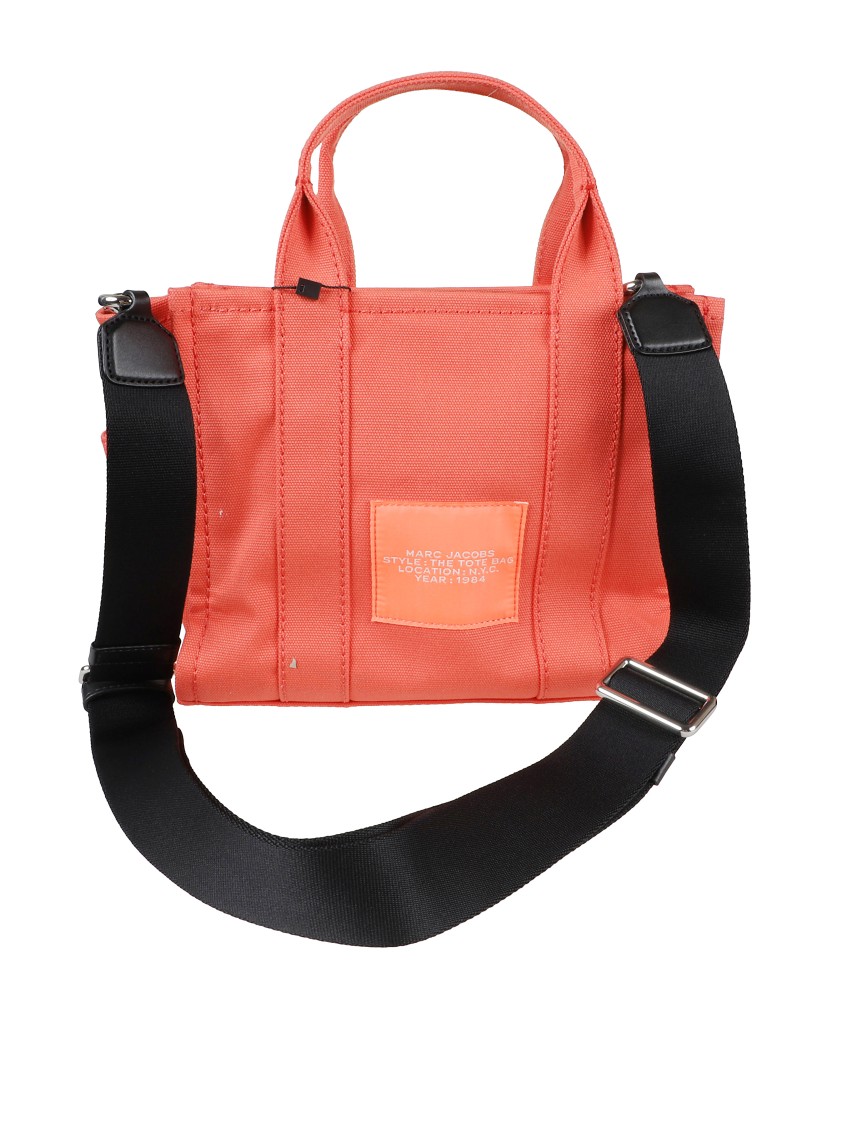 Marc Jacobs Structured Tote Bag With Detachable Shoulder Strap And Bold Lettering In Orange