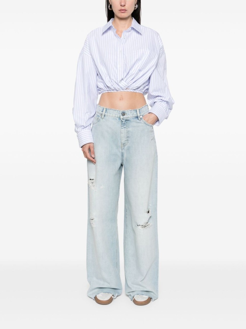 Golden Goose Womens Pants In Lived-in Effect Denim
