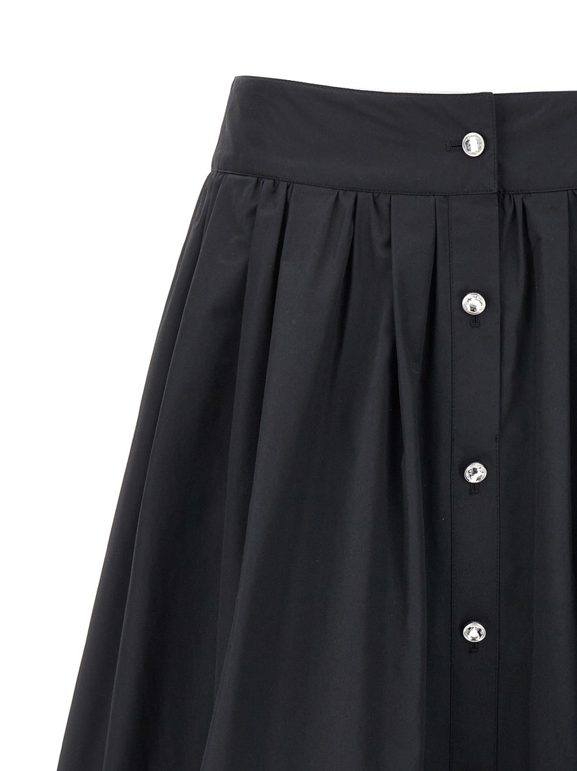 Moschino Flared High Waist Pleated Midi Skirt In Black