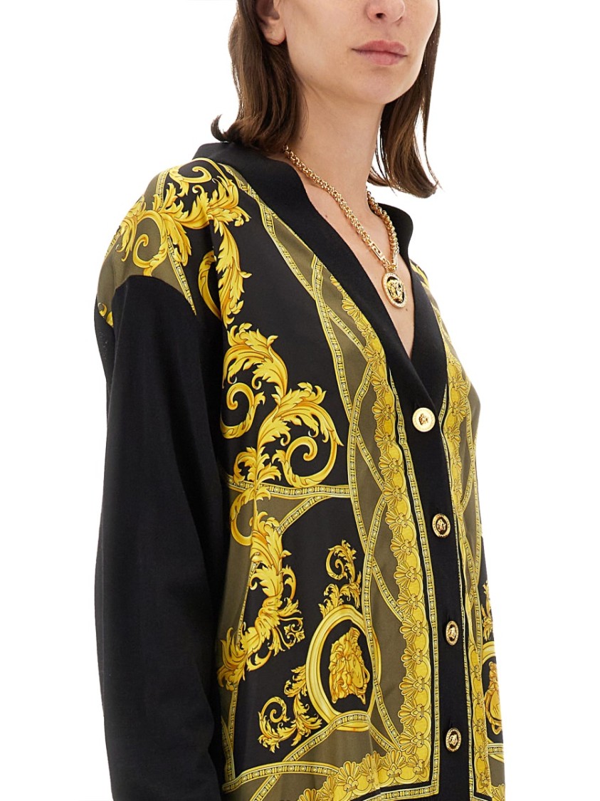 Versace Black La Coupe Des Dieux Cardigan In Multicolor