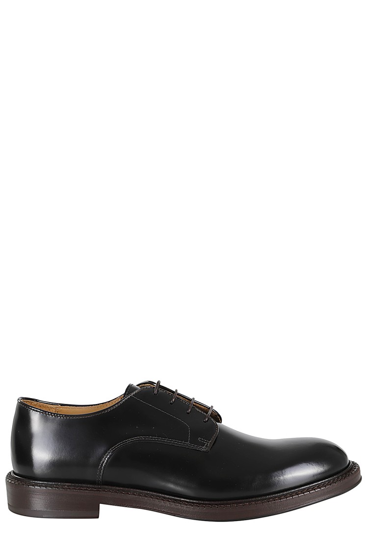 Corvari Smooth Brushed Calfskin Derby In Black