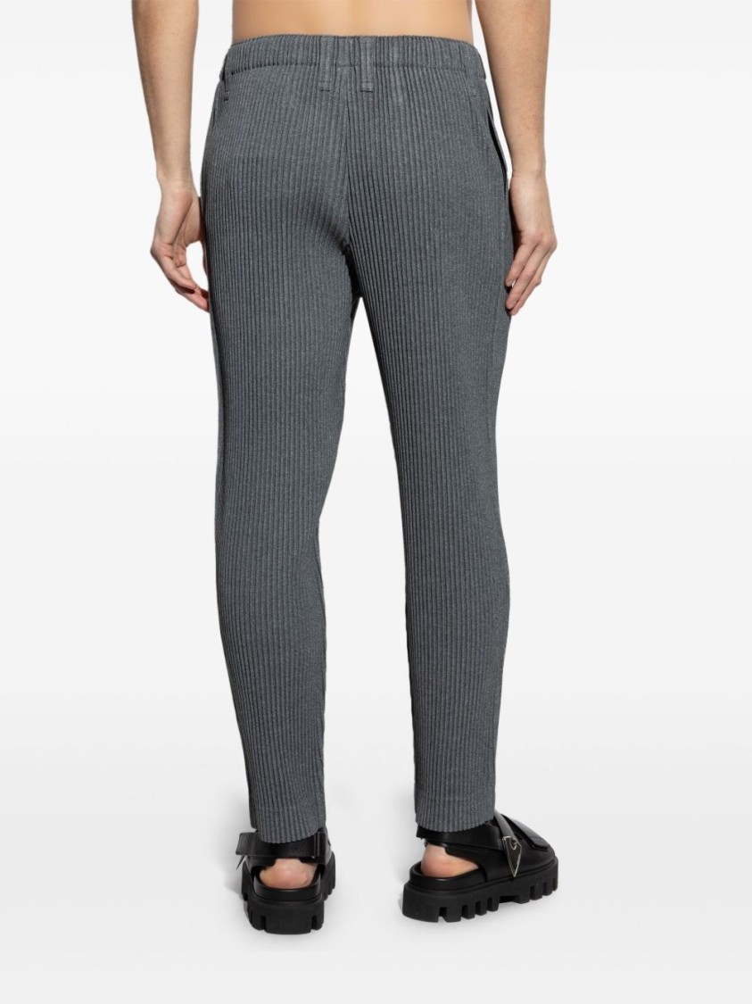 Shop Issey Miyake Homme Plissé Pleated Trousers With Elasticated Waistband In Grey