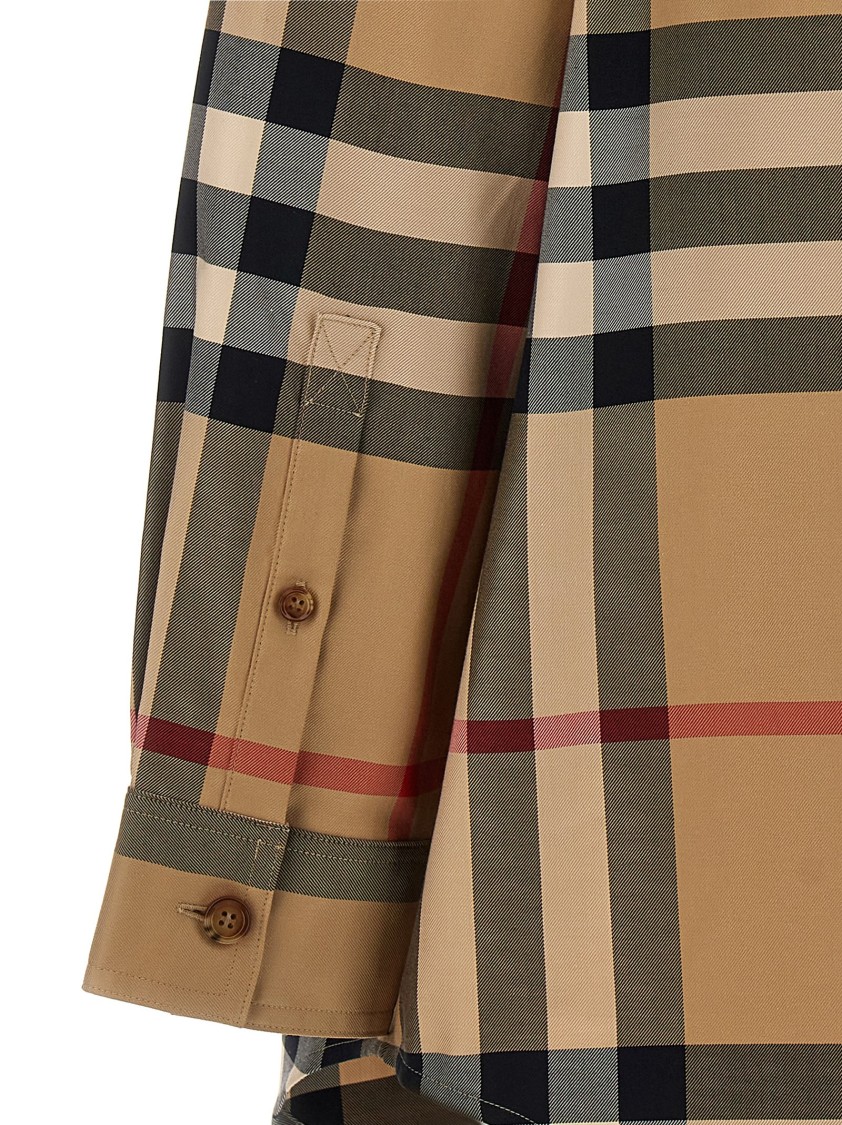 Burberry Nivi Check Cotton Shirt In Brown