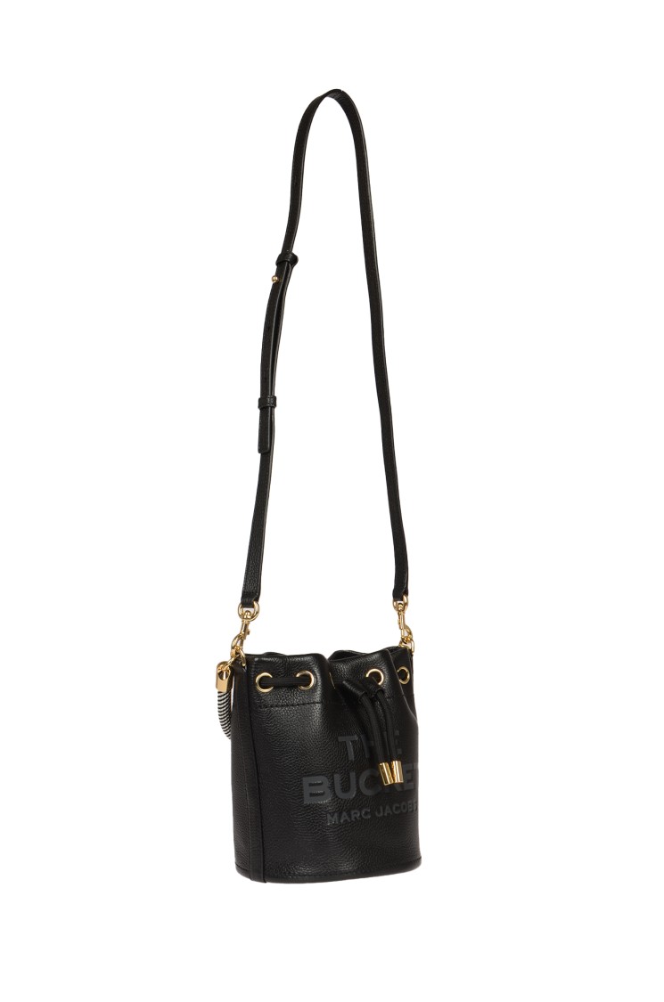 Marc Jacobs Textured Leather Bucket Bag With Drawstring Closure In Black