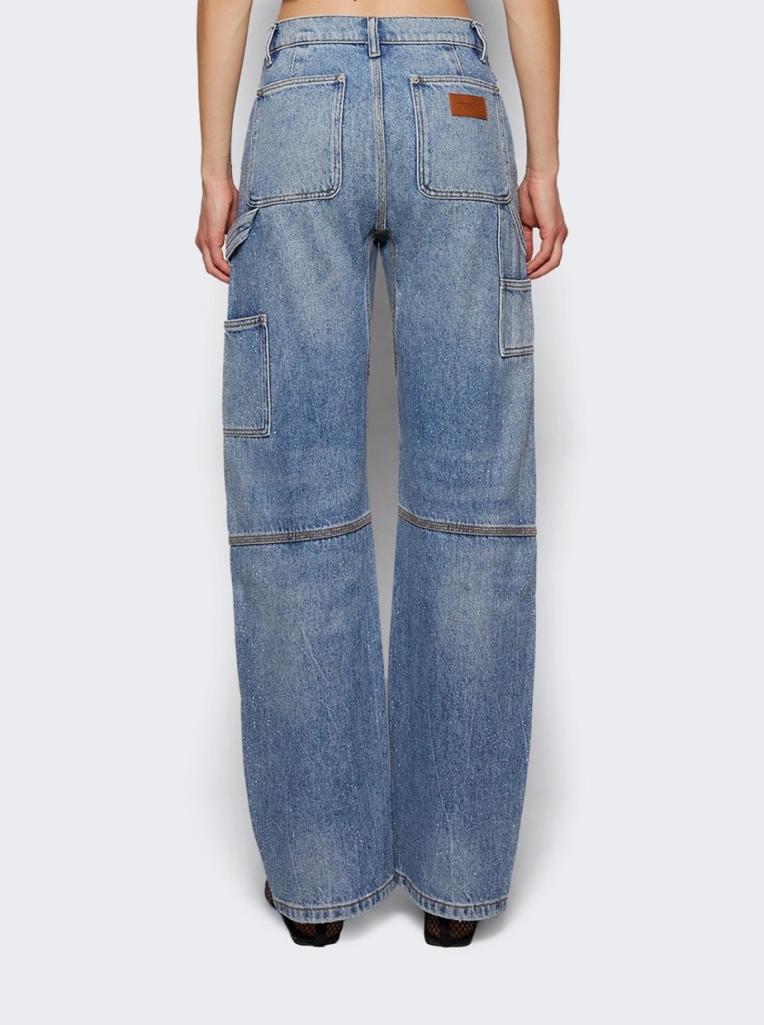 Alexander Wang High Waisted Bowed Carpenter Pant Classic Worn Indigo In Blue