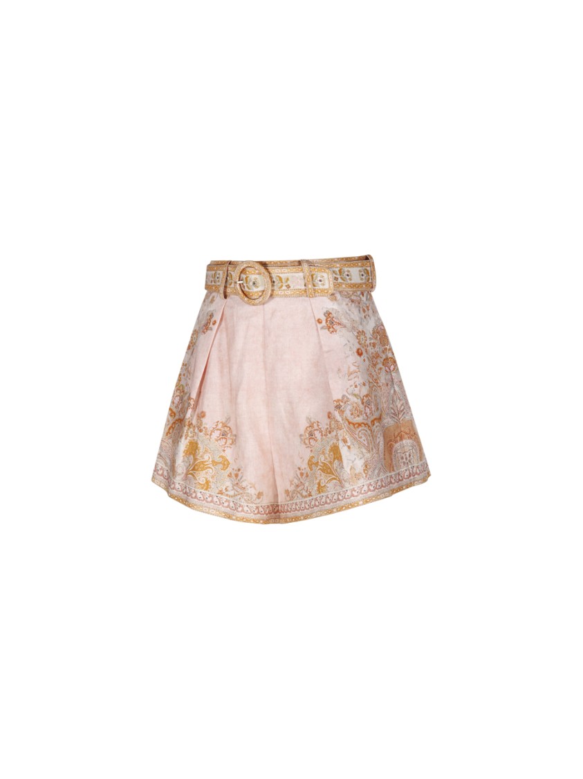 Shop Zimmermann Acacia Tuck Shorts In Pink