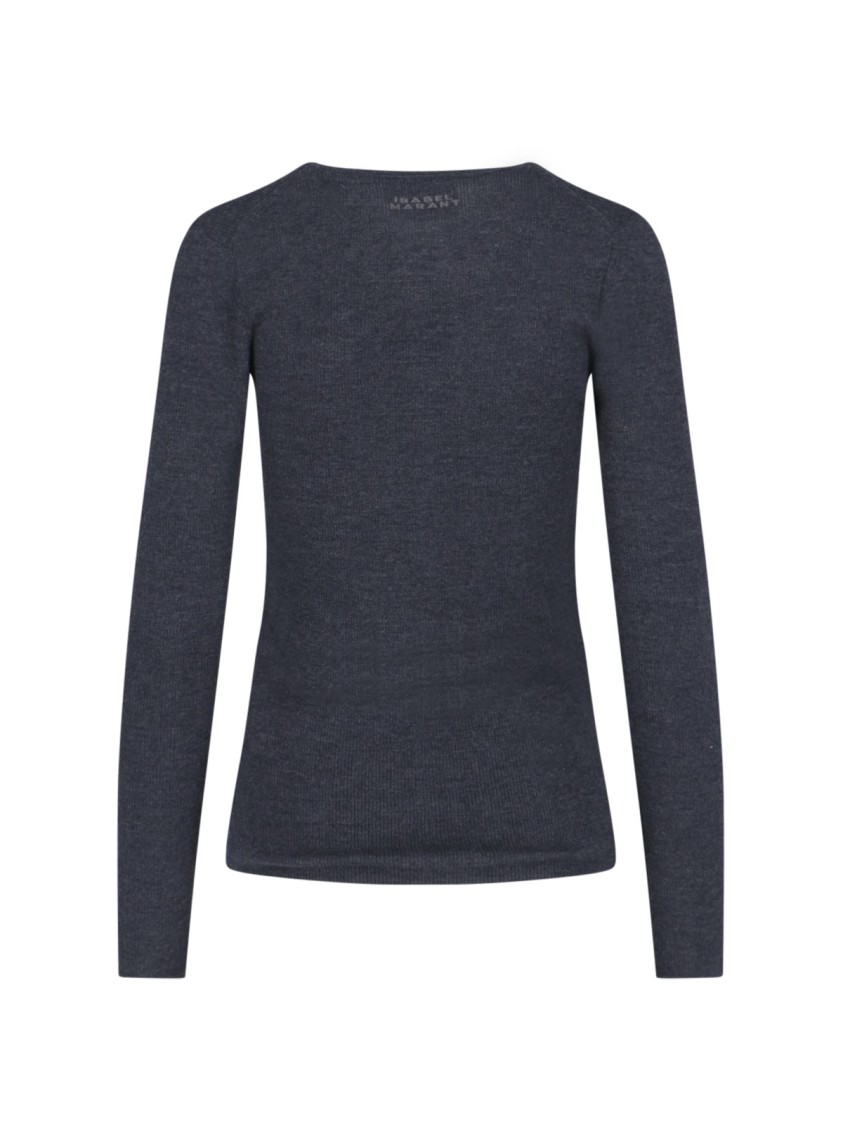 Isabel Marant Estine Neckline Sweater In Grey Stretch Merino In Blue