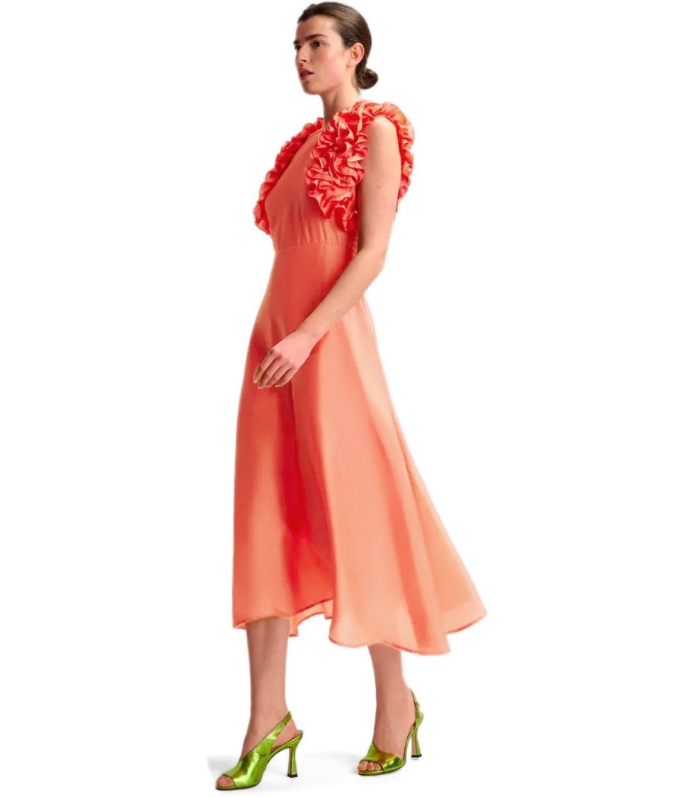 ESSENTIEL ANTWERP ESSENTIEL ANTWERP HEXICO CORAL MIDI DRESS