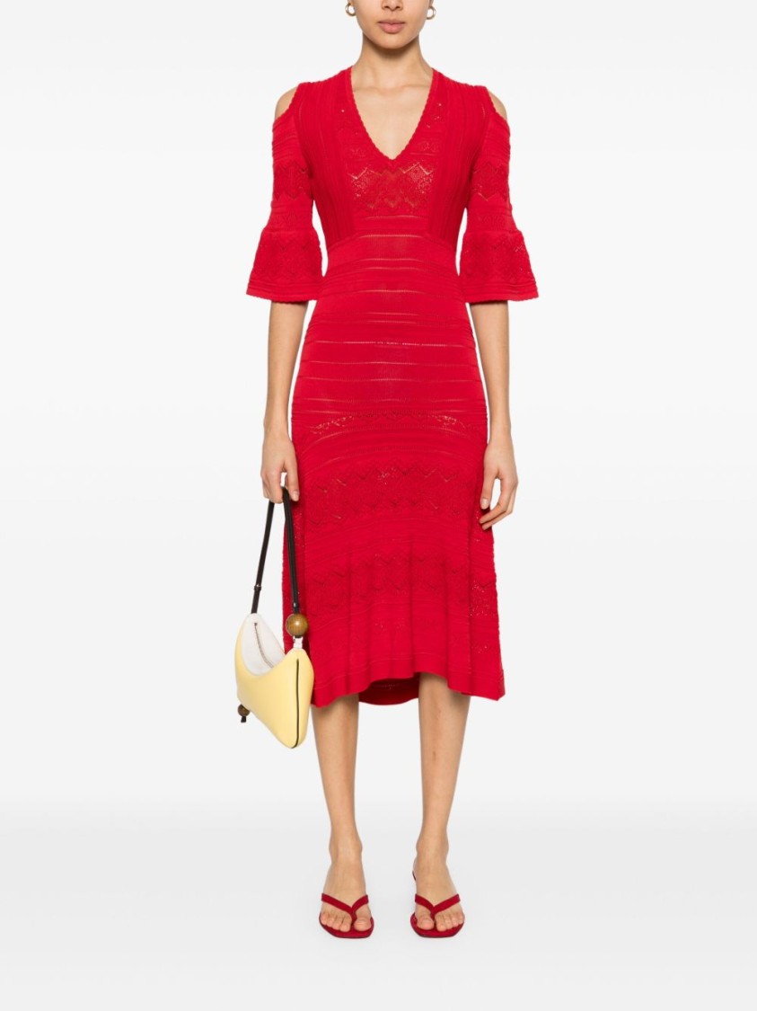 Shop Twinset Twin-set Flared Sleeve Midi Dress