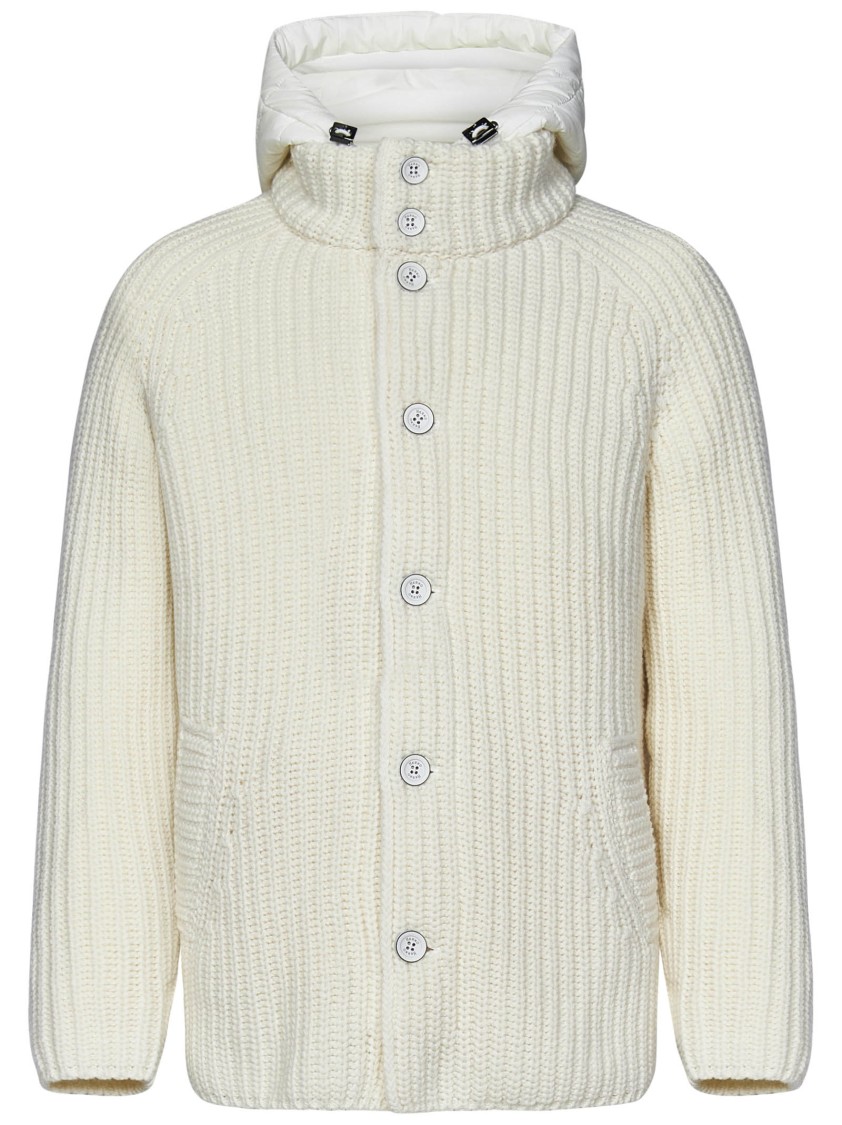 Herno Knitted Bomber Jacket In White